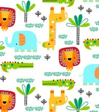 Edredón edredón hecho a mano BRIGHT ZOO FRIENDS tamaño cuna algodón cremallera completa