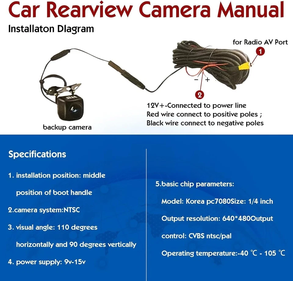 Wide Angle Lens Tailgate Backup Camera with Parking Lines for Tundra 2007-2014 - Image 4 of 4