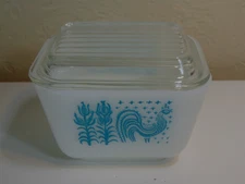 Vintage PYREX Amish Butterprint 0501 Refrigerator Dish w/ Lid  Rooster 1.5 Cups