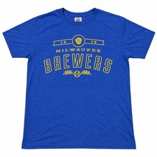 Milwaukee Brewers MLB Graphic T-Shirt Blue 1970 Established Crew Neck Women M