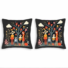 Set of 2 18x18in Throw Pillow Covers - Vibrant Floral Pattern Design