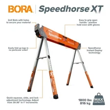 BORA 30 to 36 in. H Steel Speed Horse XT Adjustable Sawhorse w/ Release Legs