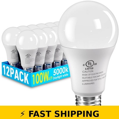 CHARKEE 12 Pack LED Bulbs 100W Equivalent 5000K Daylight