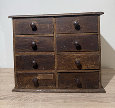 ANTICA CASSETTA DEGLI ATTREZZI VITTORIANA APPRENDISTA MINIATURA ARMADIO OROLOGIAIO DISEGNO ATTREZZI