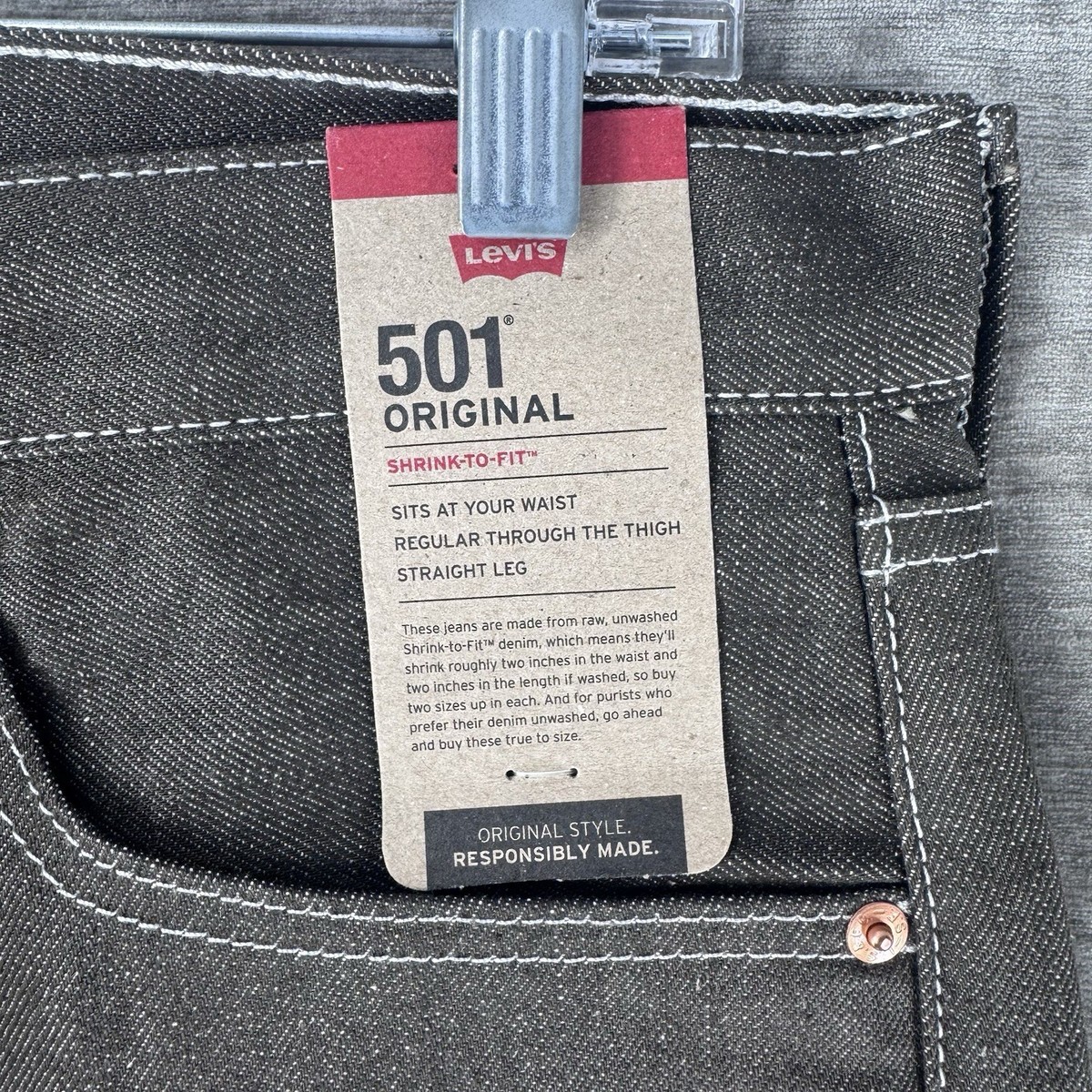 Levi's 501 Button Fly Shrink-To-Fit Jeans Men's Size 33x32 Brown