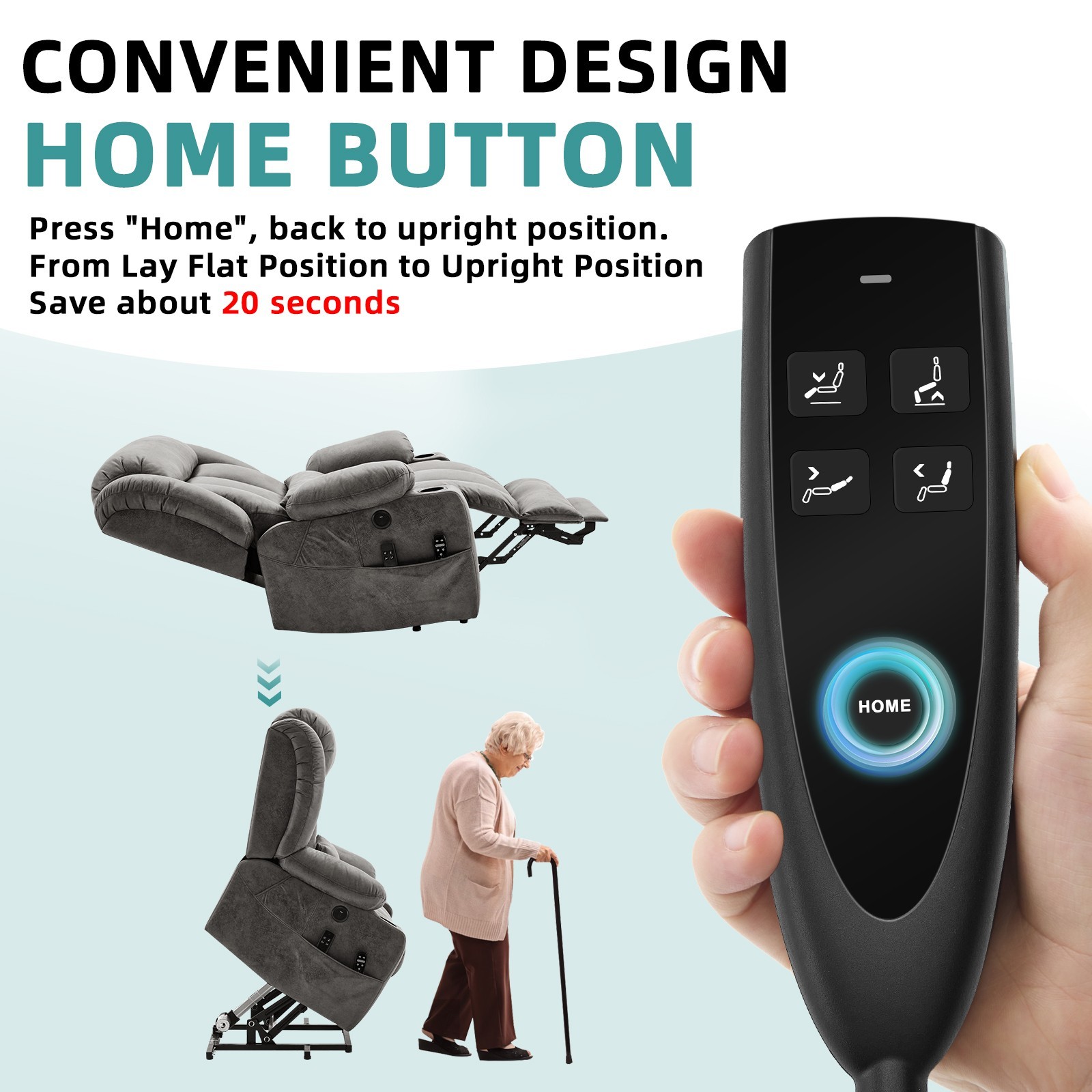 Oversize Dual Motor Power Lift Chair for Big Tall Elderly with Extended Footrest