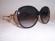 NEW GUCCI SUNGLASSES GG 0226SK 001 BLACK GOLD/GRAY 60MM AUTHENTIC 0226