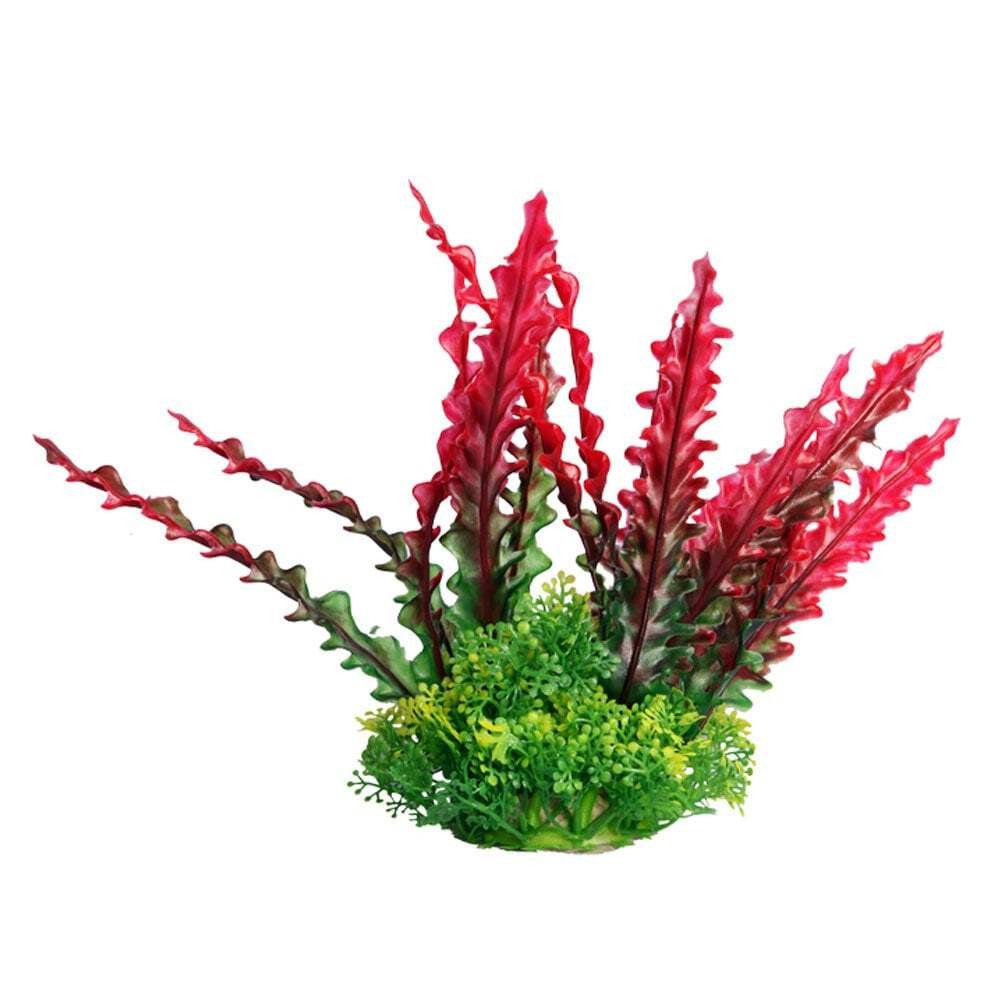 Aqua One Ecoscape Red Ruffled Lace Aquarium Fish Tank Plastic Plant 20cm