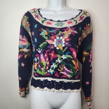 Vintage 80s/90s MY Floral Crochet Sweater