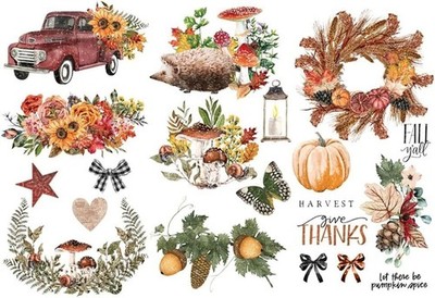 Redesign with Prima Autumn Essentials 6x12 Small Decor Transfer 3 Sheets