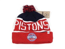 Detroit Pistons Logo '47 Brand Calgary Knit Cuff Pom Beanie Winter Hat Red New