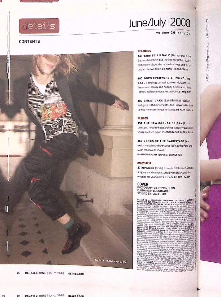 DETAILS MAGAZINE JUNE/JULY 2008 CHRISTIAN BALE BATMAN UNMASKED B2140 - Image 4 of 4