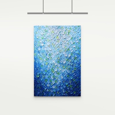Rain Drops Ocean   Textured Oil Seascape Original Painting