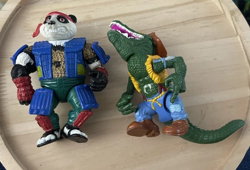 Leatherhead & Panda Khan Teenage Mutant Ninja Turtles Figures TMNT Playmate 1989