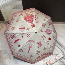 Louis Vuitton Women's Umbrella Hot Air Balloon Monogram Logo Print Cream Pink