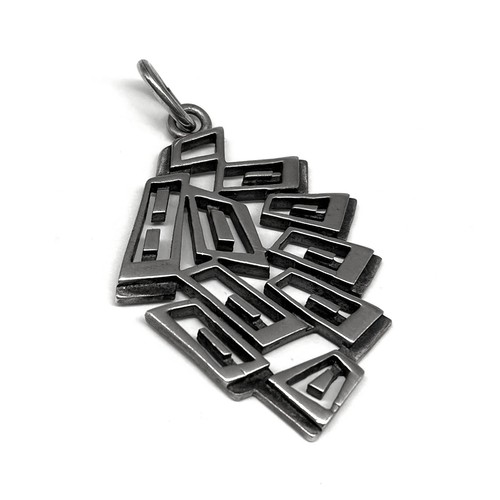 Unusual Vtg SIGNED MODERNIST STERLING Pendant Mid Century Geometric 1960s 1970s - Picture 2 of 5