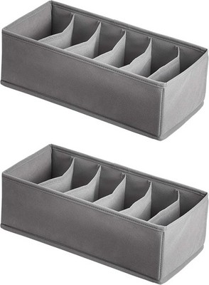 Underwear Drawer Organizer Gray Fabric 2 Pack Foldable Storage Bins Closet