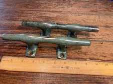 Pair of Vintage Bronze 8" HERRESHOFF Style Cleats, or Drawer/Door Handles Patina