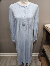 Sonoma Long Sleeve Rose Blue Nightgown Pajama Cottage Grandmacore Small