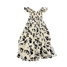 NWT Land of the Free White Black Floral Maxi Dress S Tiered Boho Cottagecore