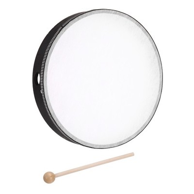 1 Pcs Hand Drum Music Percussion 10'' Wood Frame Drum with Drum Stick Black