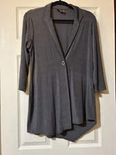 Chico  s Travelers Jacket Gray Single Button Office Career Professional Size 1 M