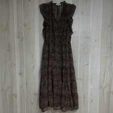 BB Dakota Steve Madden Ditsy Floral Chiffon Tiered Maxi Dress Boho Cottagecore L