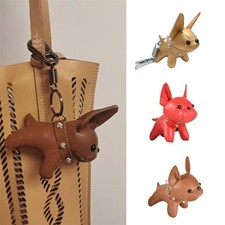 Punk French Bulldog Bag Charm PU Leather Dog Keychains Fashion for Women Bag