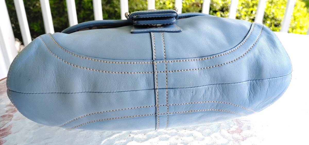 Coach L040-9248 Vintage MEDIUM Sky Blue Soho Y2K Leather Shoulder