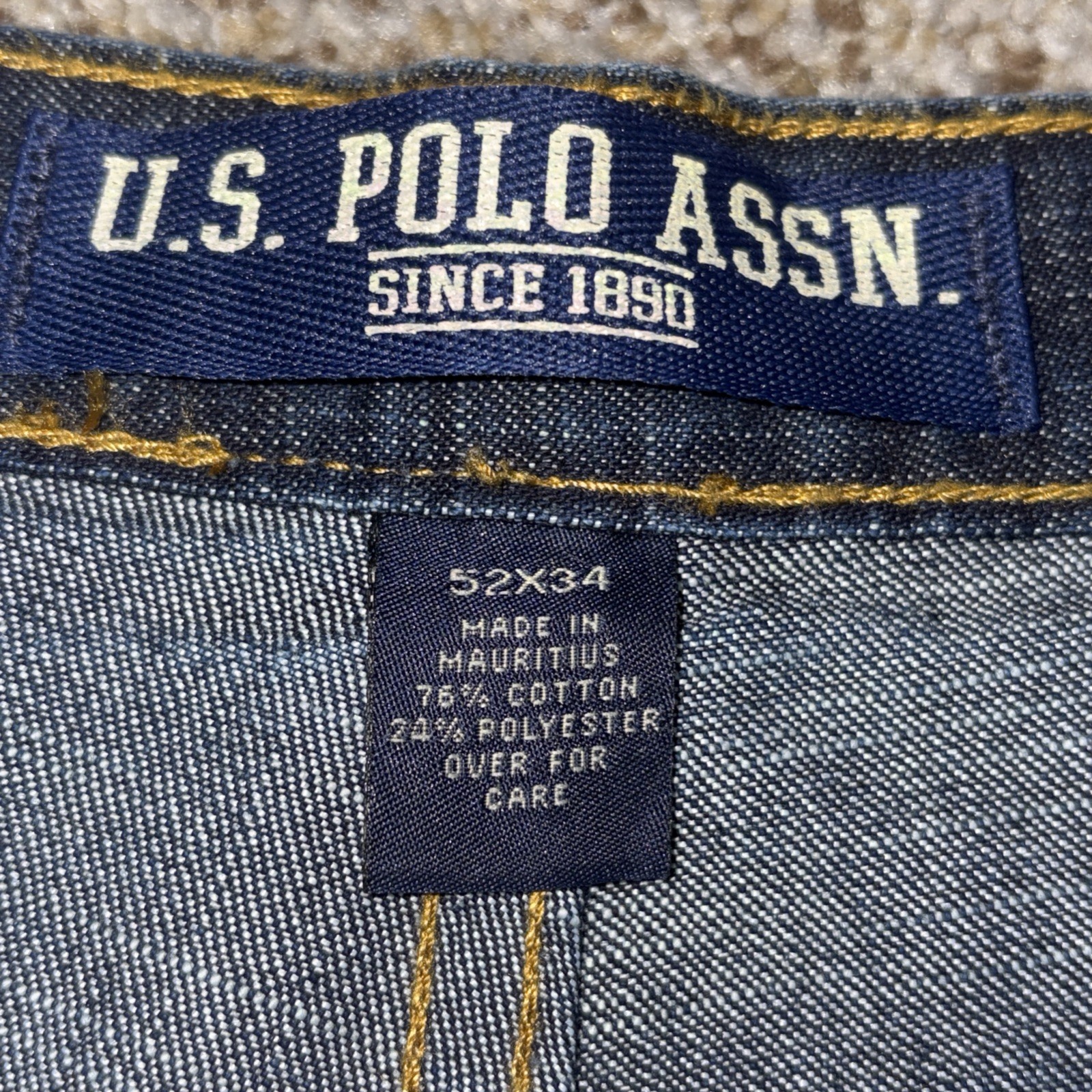U.S. Polo Assn Jeans Mens 52x34 Denim Dark Wash Vtg Fits 51 X 34 NEW - View 10