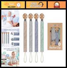 4 Pack Pacifier Clip Holder - Soft Webbing Binky Leash for Boys  Girls, Univers