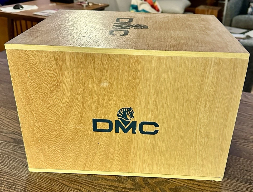 Vintage DMC Thread Floss Wooden Wood 3 Drawer Box Embroidery Storage - Image 2 of 4