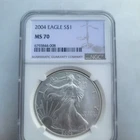 2004 $1 American Silver Eagle NGC MS70 Brown Label