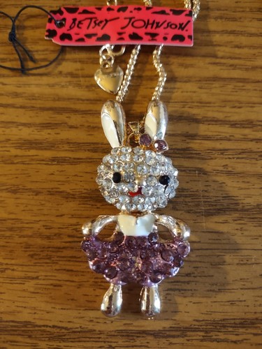 Easter Bunny Rabbit Rhinestones Pendant Necklace Comes Gift Boxed ...