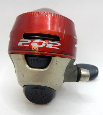 Vintage Zebco 202 Red Spincast Fishing Reel Freshwater Micro Spin Casting