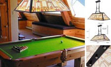  Lampada a sospensione tavolo da biliardo vintage 3 luci con stampa giallo stile Tiffany