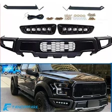 Front Bumper Assembly w/LED DRL Raptor Style For 2018-2020 F-150 Black Steel