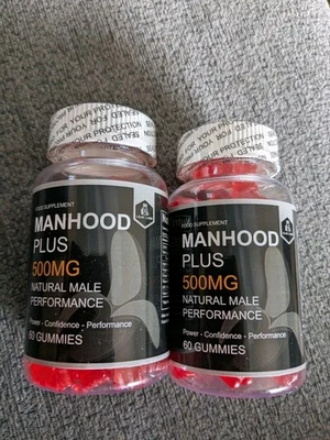 2 x Manhood Plus 500mg - 60 Gummies Food Supplement Male Health Performance ACV