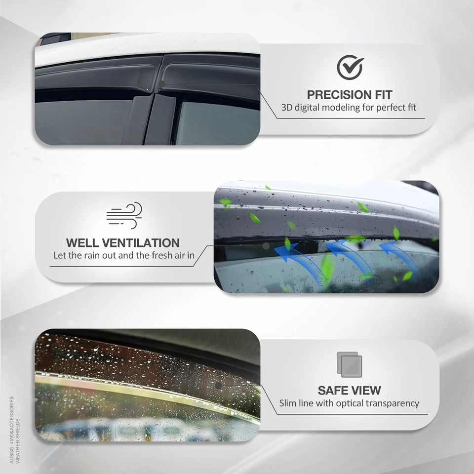 AUSGO Weather Shields for Hyundai Elantra MD Sedan 2011-2015 Window Visors - image 3 of 4