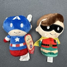 Hallmark Itty Bittys 4" Plush Photoed Lot Of 2 Robin,  Captain America