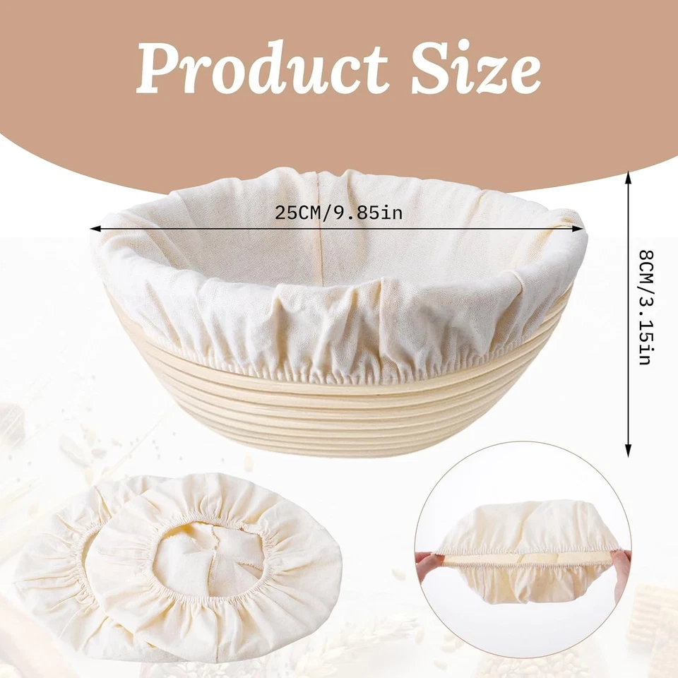 Gärkörbchen rund Set Peddigrohr Rattan Brotkorb Brotformen 25 cm Backformen Neu - Bild 2 von 4