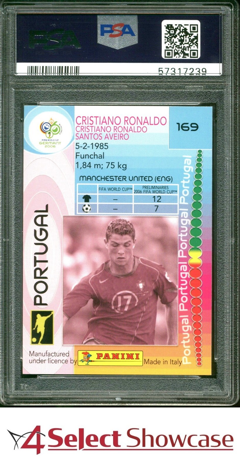 2006 PANINI WORLD CUP GERMANY #169 CRISTIANO RONALDO PSA 9 view 2