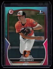 2023 BOWMAN DRAFT AQUA/PINK GRADIENT JACOB CRAVEY RC 042/199 BALTIMORE ORIOLES
