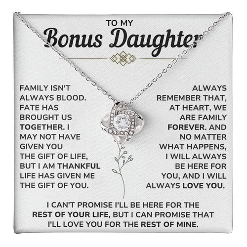 To My Beautiful Bonus Daughter Necklace From Mom & Dad With Heartfelt Message...