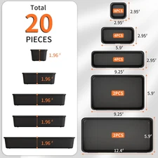 20 Pack Tool Box Organizer Tray, 5-sizes Large 12'' Tool Box Organizers And S...