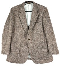 Vintage Harris Tweed Lands' End Men Wool Blazer Jacket Size M - 42"