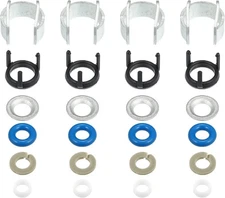 X AUTOHAUX 4 Set Fuel Injector Seal Repair Black, White, Silver Tone, Blue 