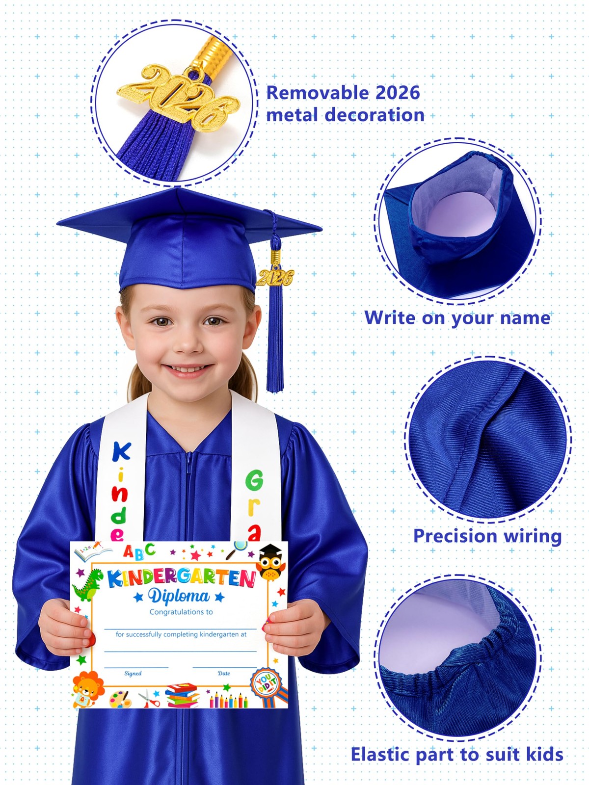 Kindergarten Graduation Cap and Gown Set, 2025 Kids Graduation Outfit with Ta... image 5