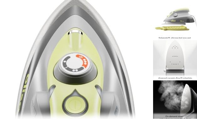 OLISO M3Pro Project Steam Iron with Solemate – 1000W Ceramic Soleplate Pistachio