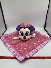 Disney Minnie Mouse Baby Lovey Security Blanket Pink Purple Star Satin Just Play